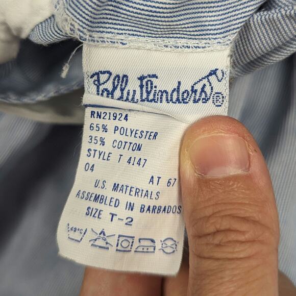 Vtg Polly Flinders Dress Girls Sz 2T Blue Pinstripe Sailor Sailboat Smocked 80s - Picture 4 of 4